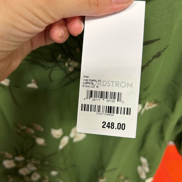 Reformation Lomita Olive Floral Long Sleeve Dress NWT - Picture 4 of 8